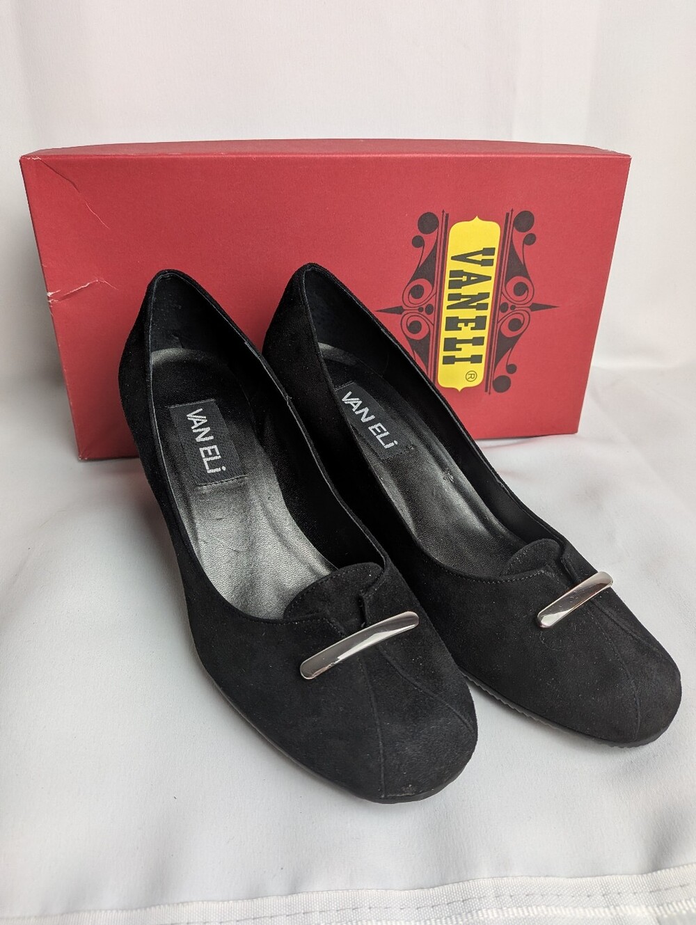 VANELI Women Formal Slip On Shoes Wedge Leather Suede Texture Size 6